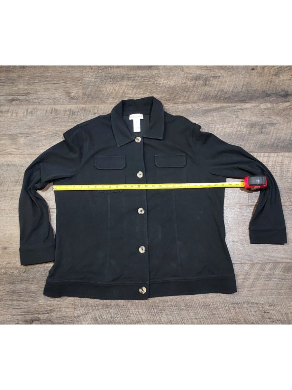 Pant Suite Drapers & Damons Black Button Shacket Size 1X Multi Colored Buttons - Picture 5 of 16